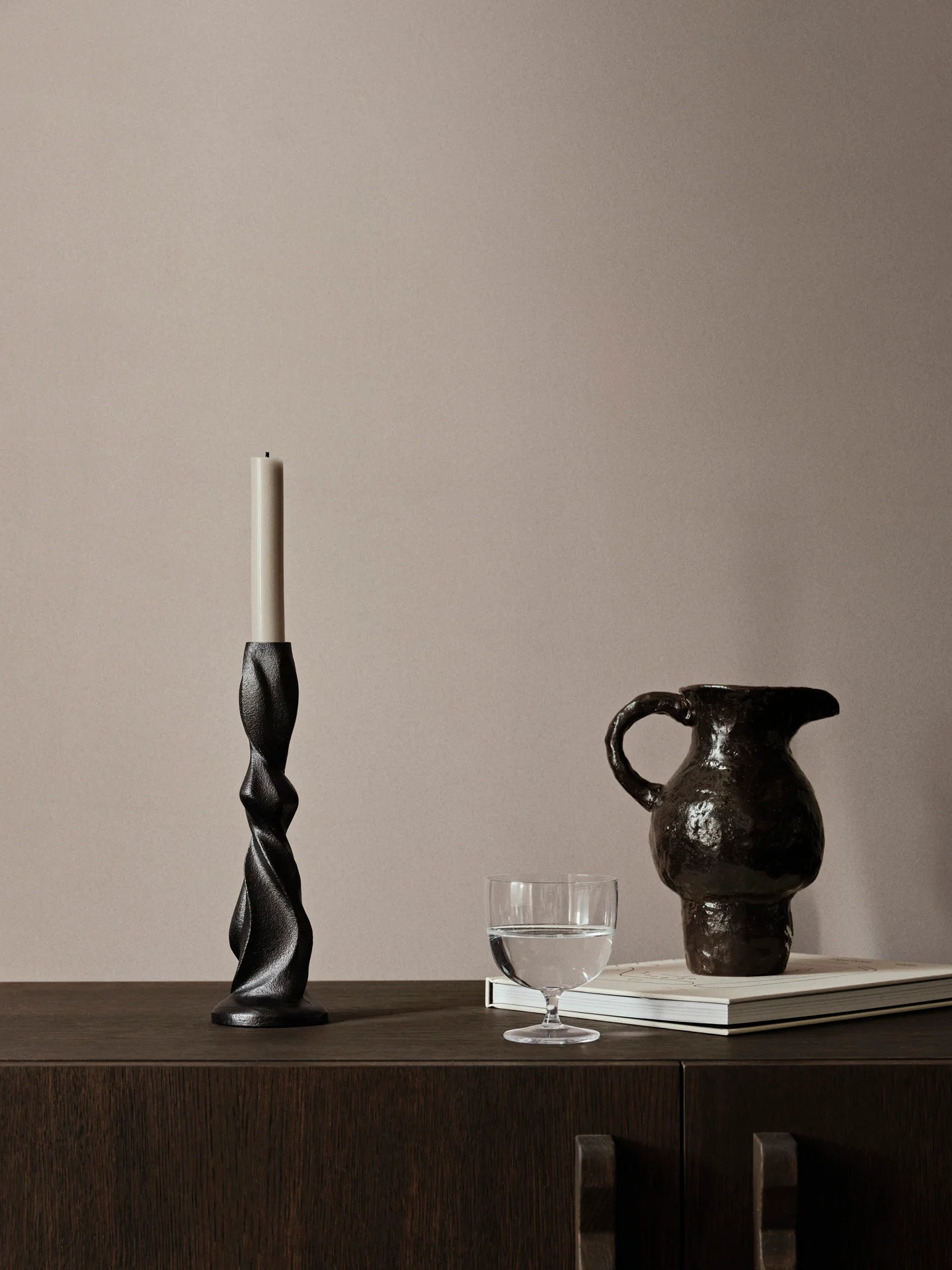 Ferm Living Gale Medium Candle Holder - Blackened Aluminium