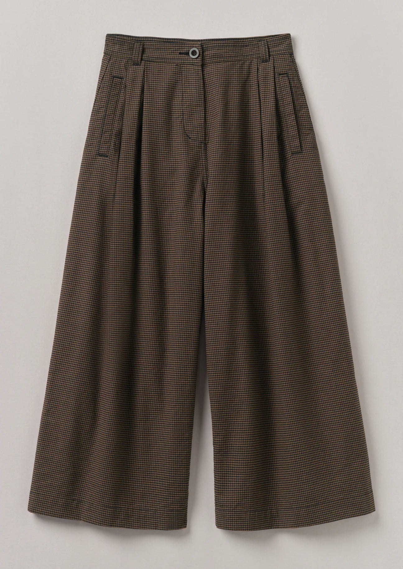 TOAST - Birch Gingham Pleat Front Trousers - Burnt Umber