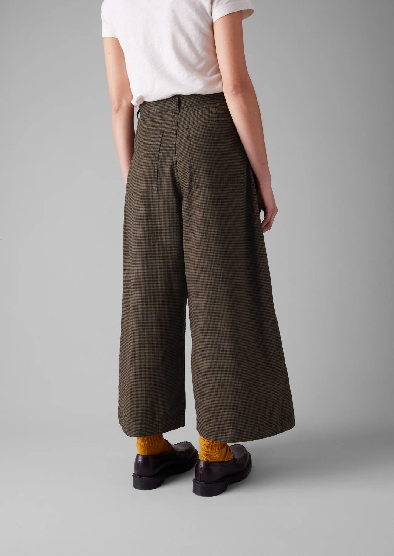 TOAST - Birch Gingham Pleat Front Trousers - Burnt Umber