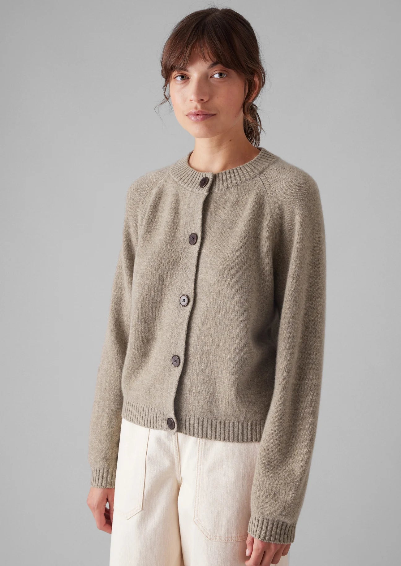 TOAST - Eden Wool Cashmere Raglan Cardigan - Linseed