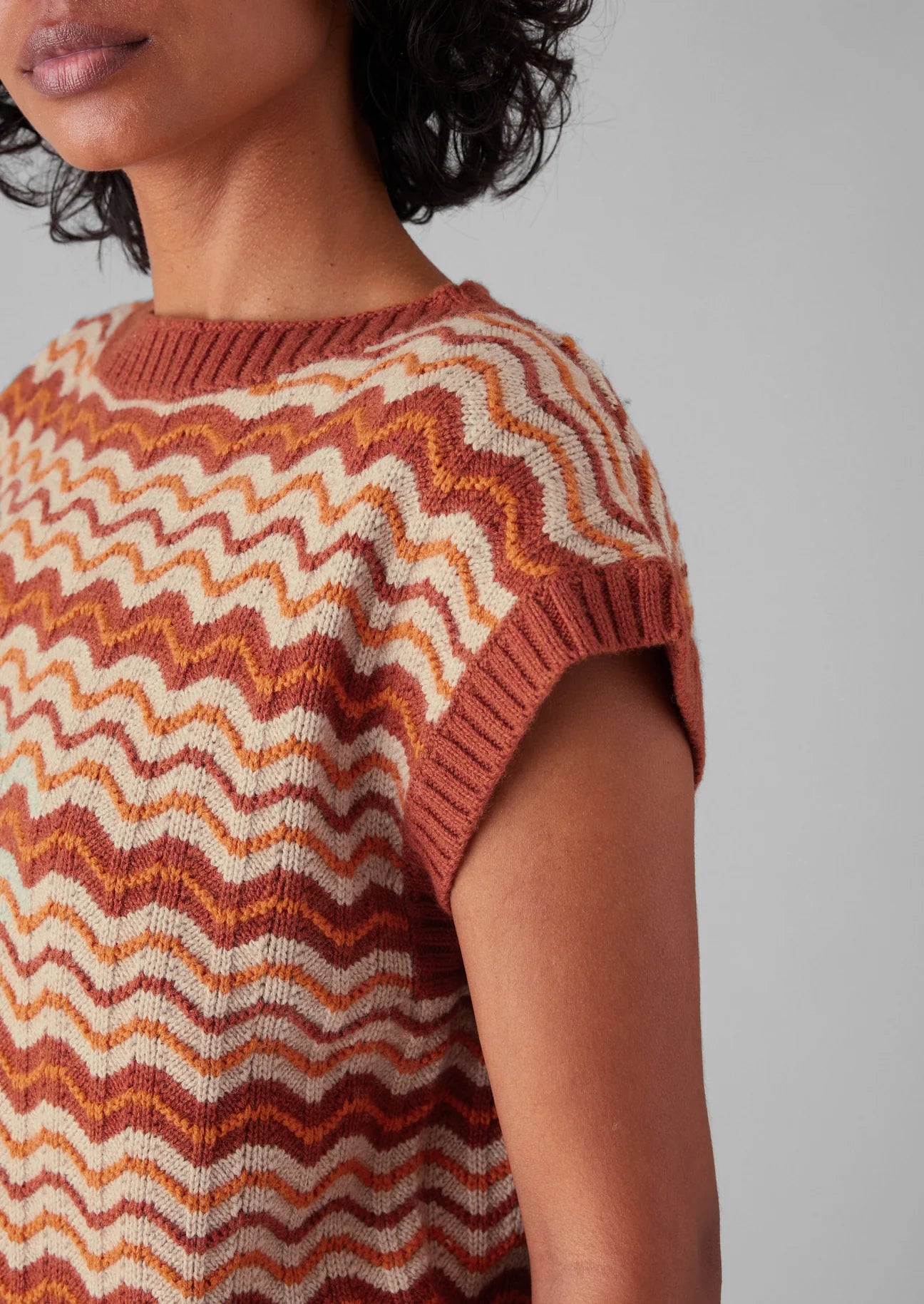 TOAST - Weave Stripe Knitted Top - Brown Ochre