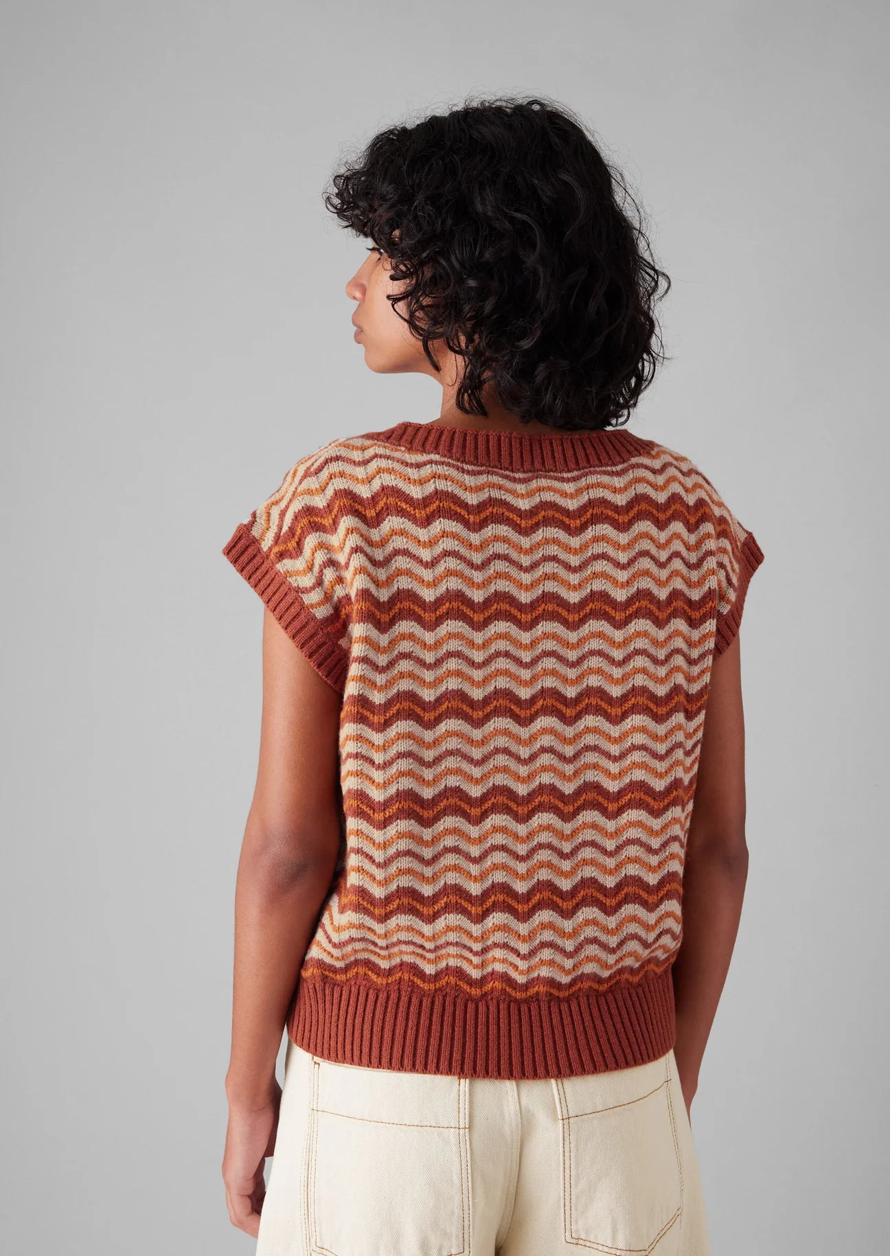 TOAST - Weave Stripe Knitted Top - Brown Ochre