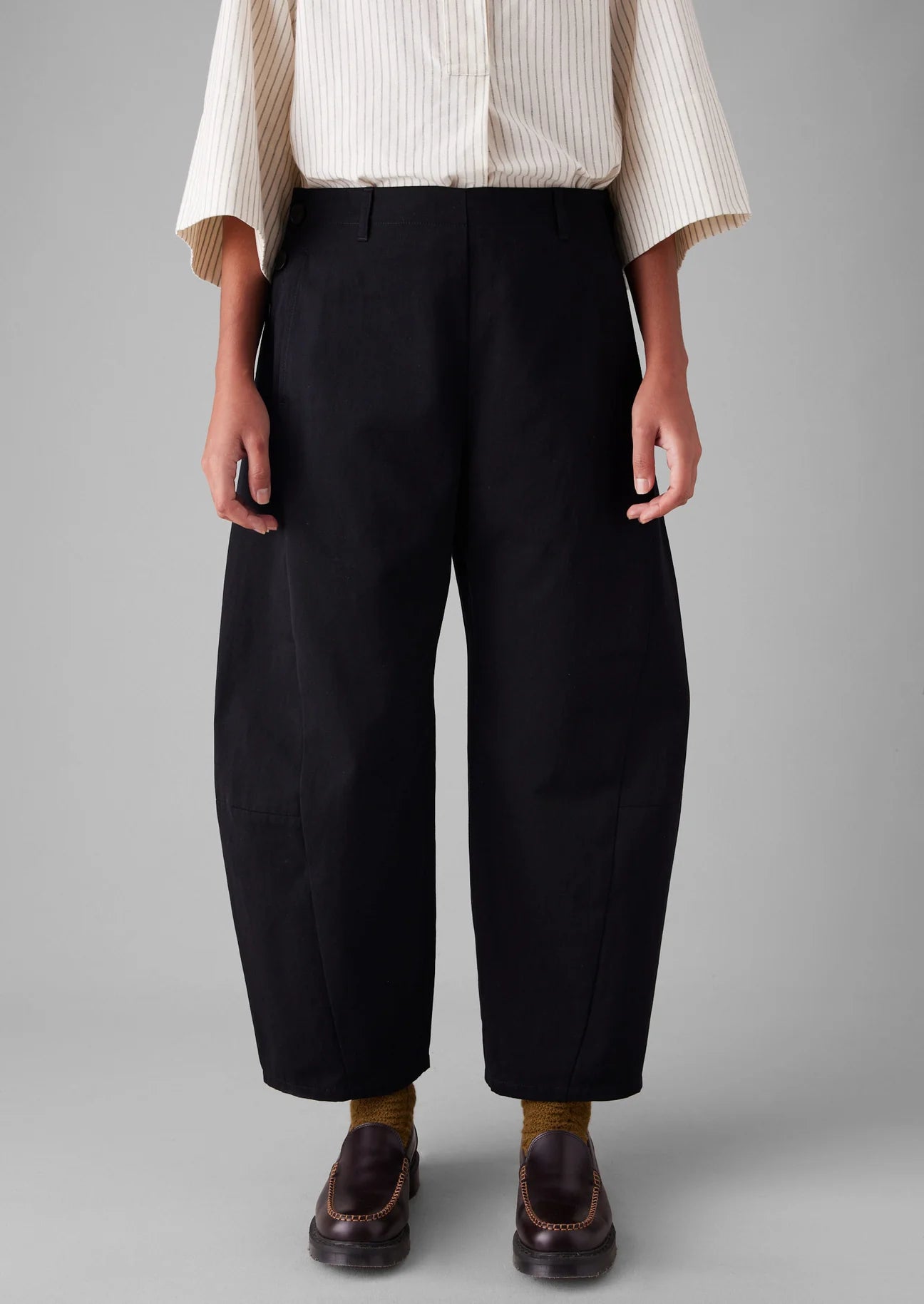 TOAST - Twisted Seam Cotton Linen Trousers - Black