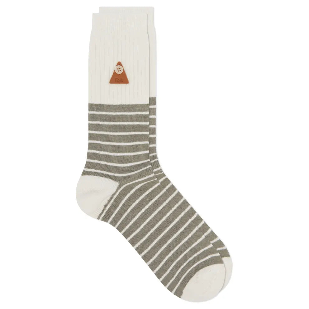 Folk - Block Stripe Socks - Olive