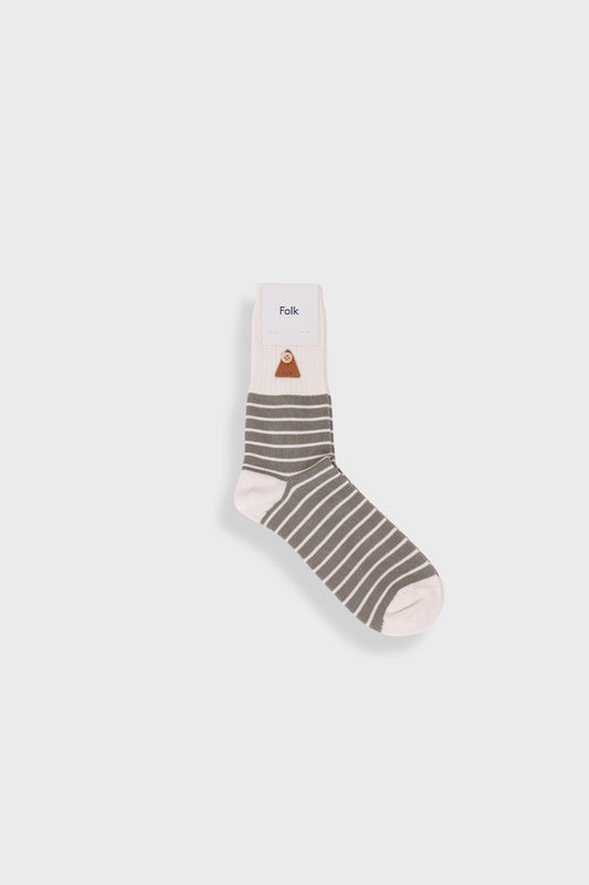 Folk - Block Stripe Socks - Olive