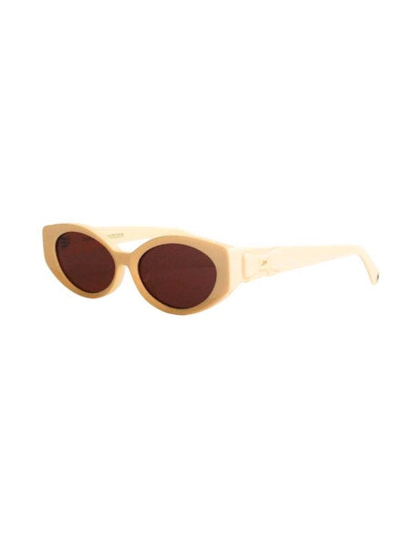 Damson Madder Catty Oval Sunglasses with Bow Detail - Bone