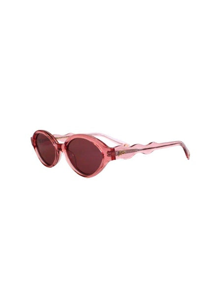 Damson Madder Slim Oval Sunglasses with Wavy Temple - Pink