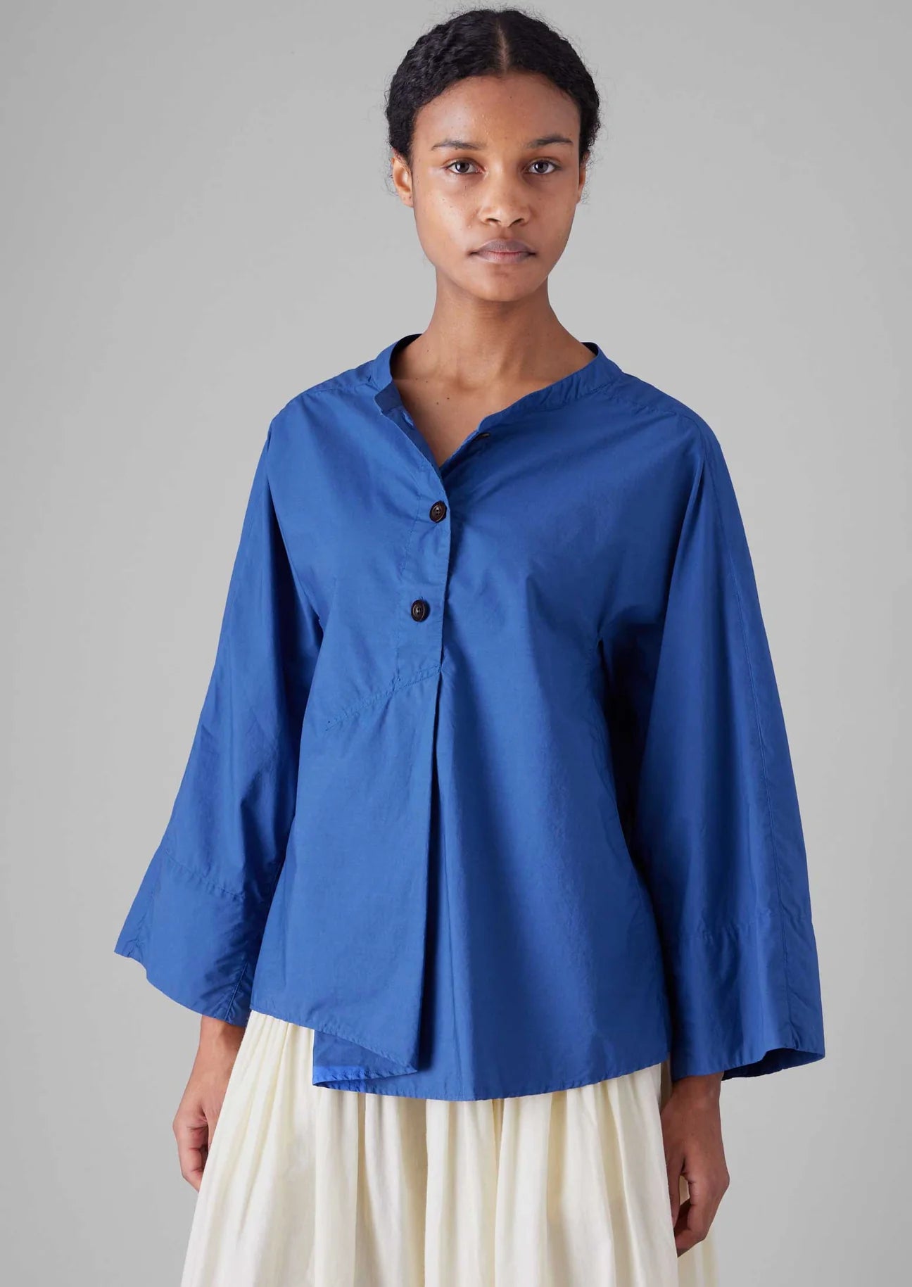 TOAST - Deep Pleated Cotton Poplin Top - French Blue