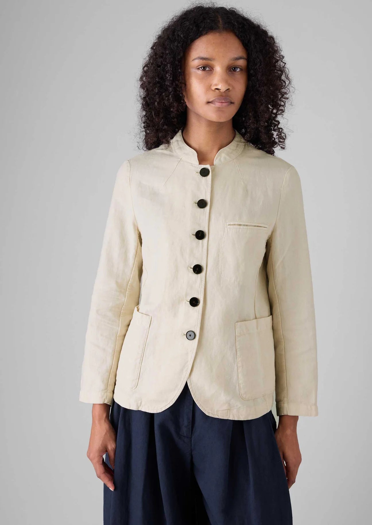 TOAST - Garment Dyed Cotton Linen Neat Jacket - Parchment