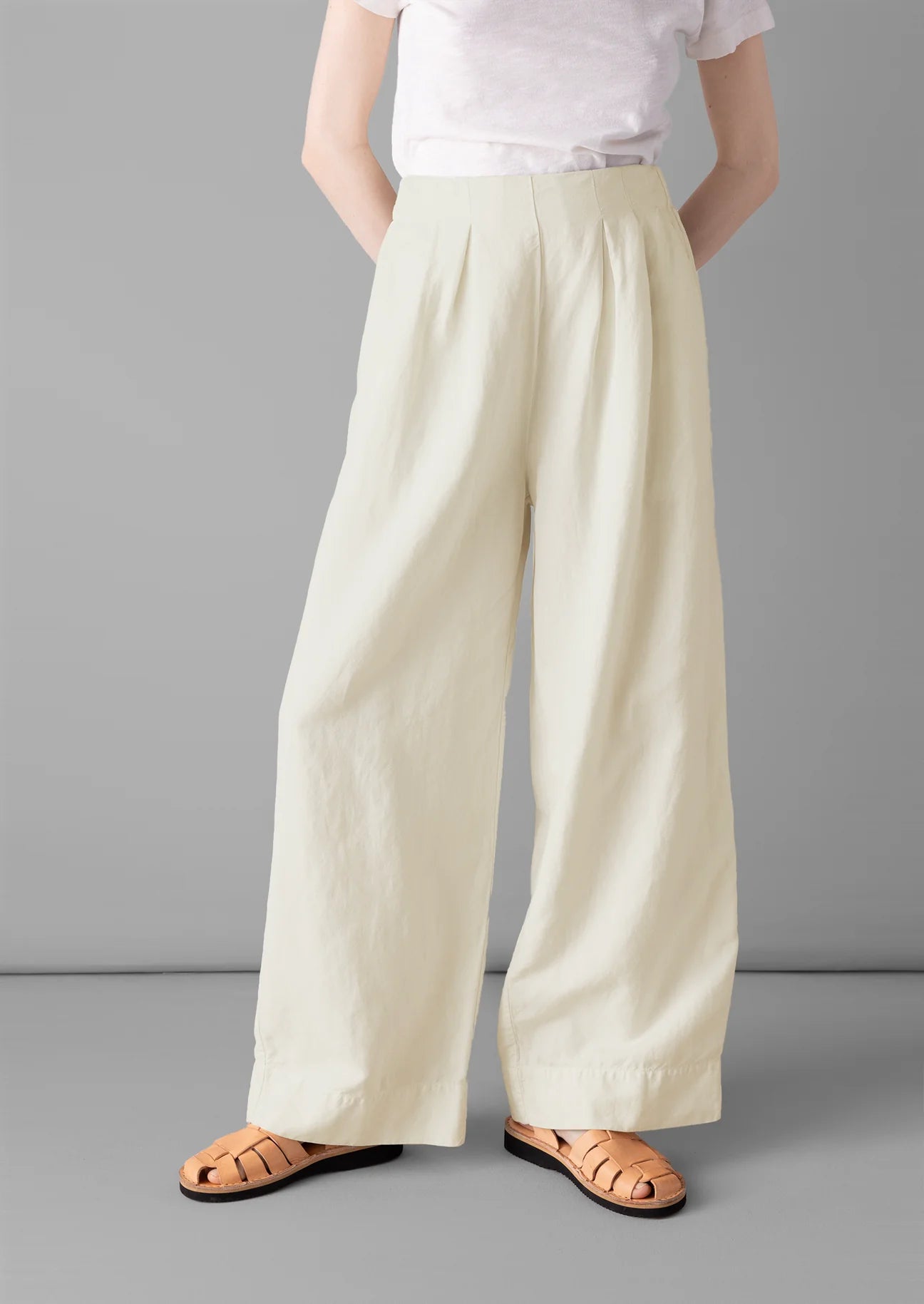 TOAST - Corinne Cotton Linen Wide Leg Trousers - Parchment