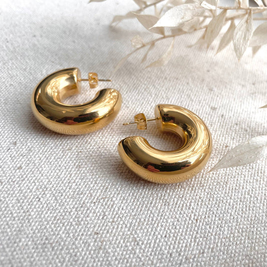 Little Nell Jewellery - Everyday Lightweight Chunky Gold Hoops