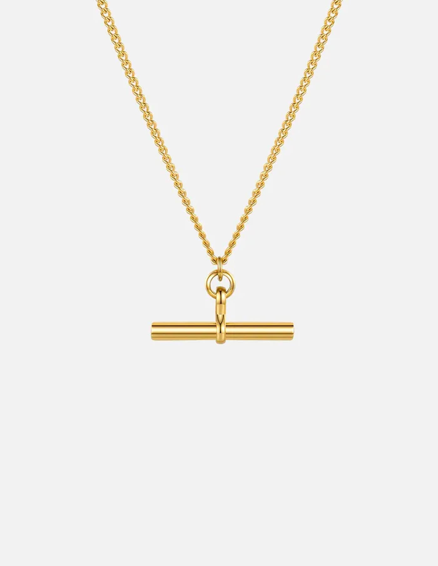 Nordic Muse -  Gold T-Bar Chain Necklace