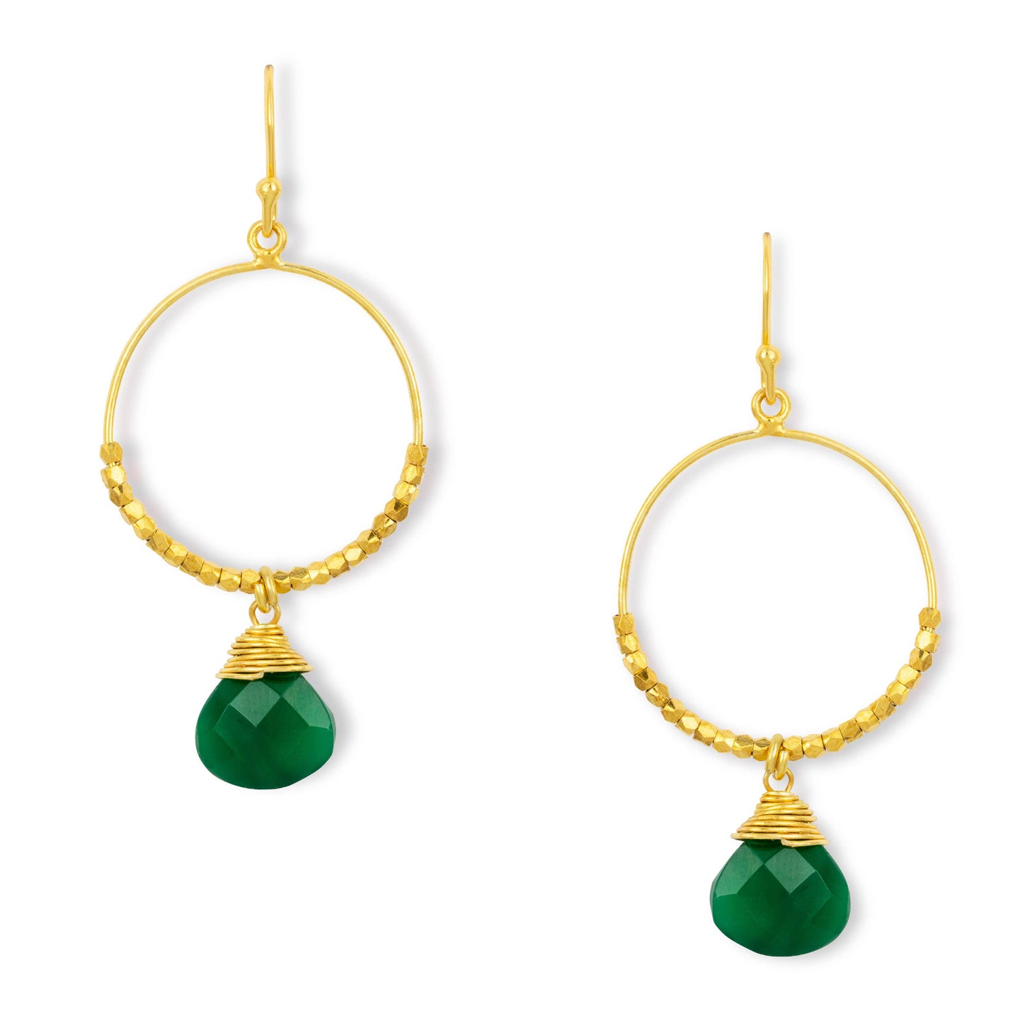 Ashiana London - Marie Hoop Earrings Green Onyx