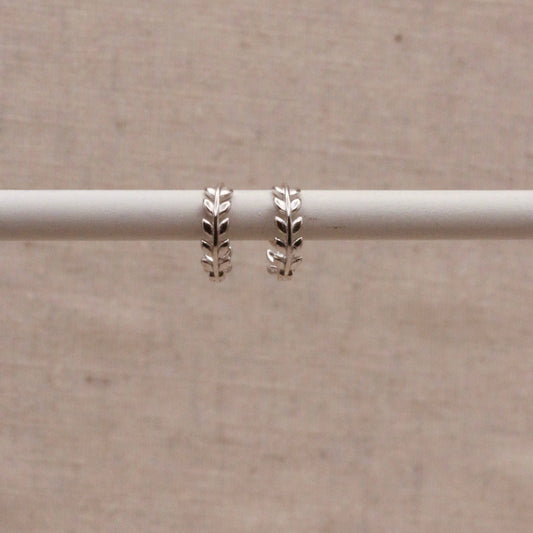 Little Nell Jewellery - Silver Laurel Huggie Hoops