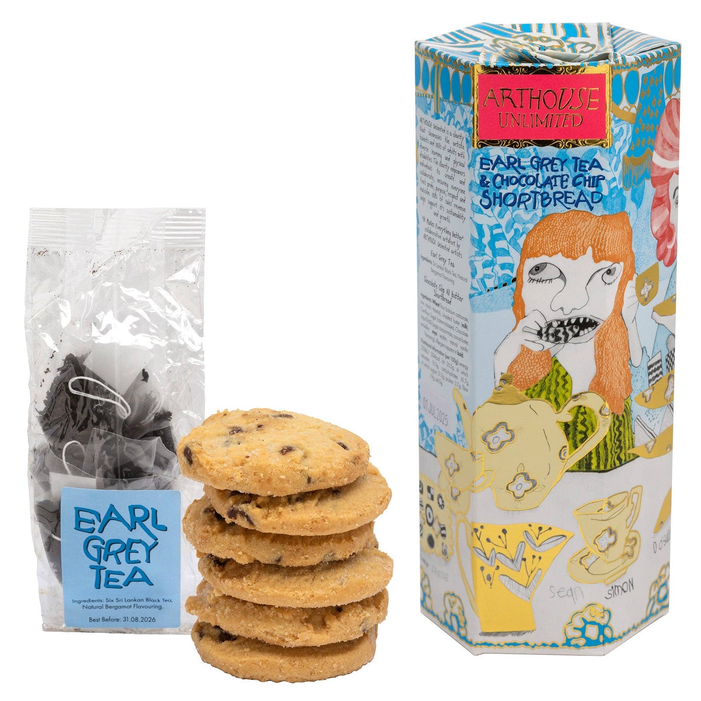 Arthouse Unlimited - Tea & Biscuits, Chocolate Chip All Butter Shortbread & Earl Grey Tea