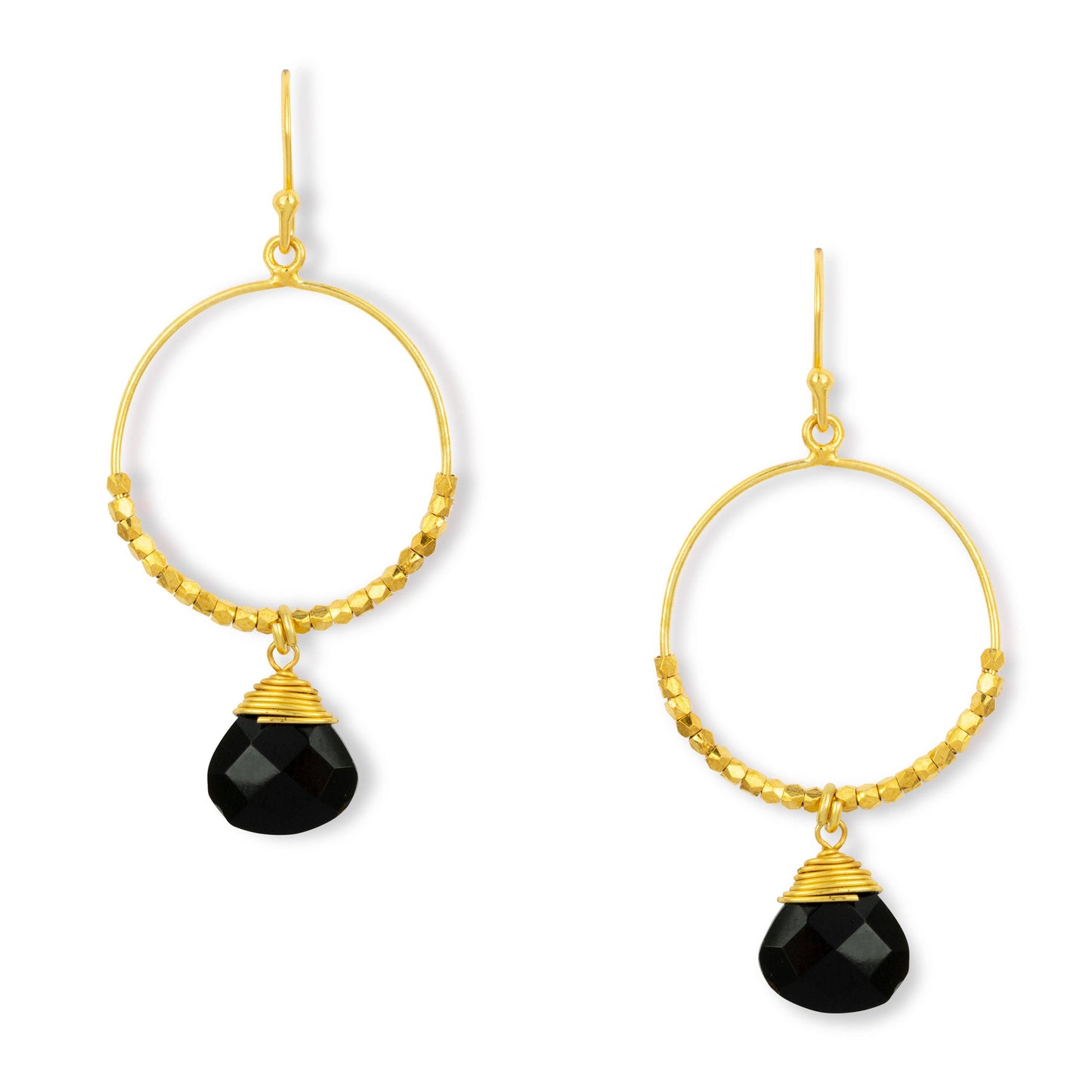 Ashiana London - Marie Hoop Earrings Black Onyx